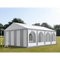 TOOLPORT 6x8m Partyzelt, PVC-Plane, grau-weiß, mit Bodenrahmen - (8906)