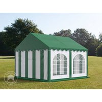 TOOLPORT 4x4m Partyzelt, PVC-Plane, grün-weiß, mit Bodenrahmen - (7224)