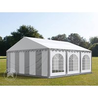 TOOLPORT 5x6m Partyzelt, PVC-Plane, grau-weiß, mit Bodenrahmen - (7189)