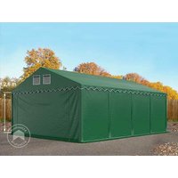 TOOLPORT 5x8 m Lagerzelt, PVC-Plane, dunkelgrün, mit Bodenrahmen, ohne Statik - (8592BL)