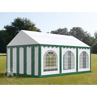 TOOLPORT 4x6m Partyzelt, PVC-Plane, grün-weiß, mit Bodenrahmen - (7220)