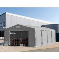 TOOLPORT 8x8 m Lagerzelt, PVC-Plane, grau, mit Bodenrahmen, ohne Statik - (79829)