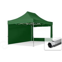 TOOLPORT 3x4,5m Aluminium Faltpavillon, inkl. 2 Seitenteile, dunkelgrün - (600211)