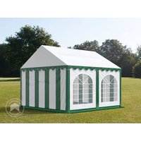 TOOLPORT 3x4m Partyzelt, PVC-Plane, grün-weiß, mit Bodenrahmen - (7249)
