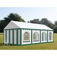 TOOLPORT 4x8m Partyzelt, PVC-Plane, grün-weiß, mit Bodenrahmen - (7207)