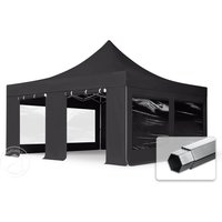 TOOLPORT 5x5m Aluminium Faltpavillon, inkl. 4 Seitenteile, schwarz - (59060)