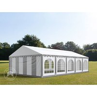 TOOLPORT 5x10m Partyzelt, PVC-Plane, grau-weiß, mit Bodenrahmen - (7356)