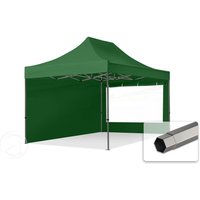 TOOLPORT 3x4,5m Stahl Faltpavillon, inkl. 2 Seitenteile, dunkelgrün - (600051)