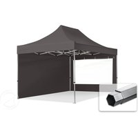 TOOLPORT 3x4,5m Aluminium Faltpavillon, inkl. 2 Seitenteile, dunkelgrau - (600210)