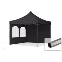 TOOLPORT 3x3m Stahl Faltpavillon, inkl. 2 Seitenteile, schwarz - (600001)
