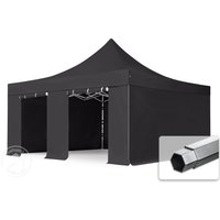 TOOLPORT 5x5m Aluminium Faltpavillon, inkl. 4 Seitenteile, schwarz - (59059)