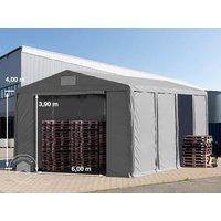 TOOLPORT 8x8 m Lagerzelt, PVC-Plane, grau, mit Bodenrahmen, ohne Statik - (79851)