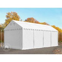 TOOLPORT 4x8 m Lagerzelt, PVC-Plane, weiß, mit Bodenrahmen, mit Statik (Betonuntergrund) - (67635)