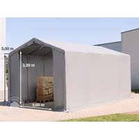 TOOLPORT 4x8m Zelthalle, PRIMEtex-Plane, grau, mit Statik (Betonuntergrund) - (94190)