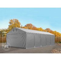 TOOLPORT 5x10 m Lagerzelt, PVC-Plane, grau, mit Bodenrahmen, mit Statik (Betonuntergrund) - (49871)