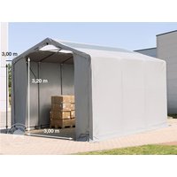 TOOLPORT 4x6m Zelthalle, PVC-Plane, grau, mit Statik (Betonuntergrund) - (94081)
