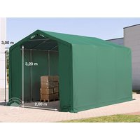 TOOLPORT 3x6m Zelthalle, PRIMEtex-Plane, dunkelgrün, mit Statik (Betonuntergrund) - (94185)