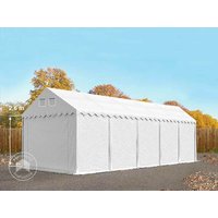 TOOLPORT 4x10 m Lagerzelt, PVC-Plane, weiß, mit Bodenrahmen, mit Statik (Betonuntergrund) - (57679)