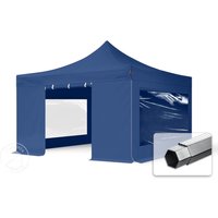 TOOLPORT 4x4m Aluminium Faltpavillon, inkl. 4 Seitenteile, blau - (600185)