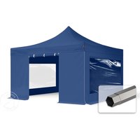TOOLPORT 4x4m Stahl Faltpavillon, inkl. 4 Seitenteile, blau - (600092)