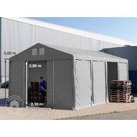 TOOLPORT 5x8 m Lagerzelt, PVC-Plane, grau, mit Bodenrahmen, ohne Statik - (79803)
