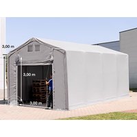 TOOLPORT 4x8m Zelthalle, PVC-Plane, grau, mit Statik (Erduntergrund) - (93850)