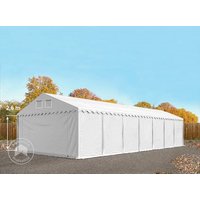 TOOLPORT 5x14 m Lagerzelt, PVC-Plane, weiß, mit Bodenrahmen, mit Statik (Erduntergrund) - (57707)