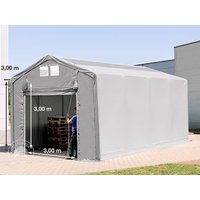 TOOLPORT 4x8m Zelthalle, PVC-Plane, grau, mit Statik (Erduntergrund) - (93852)