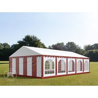 TOOLPORT 5x10m Partyzelt, PVC-Plane, rot-weiß, mit Bodenrahmen - (7173)