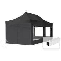 TOOLPORT 3x6m Stahl Faltpavillon, inkl. 4 Seitenteile, schwarz - (59357)