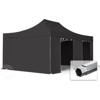 TOOLPORT 4x6m Aluminium Faltpavillon, inkl. 4 Seitenteile, schwarz - (578935)