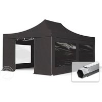 TOOLPORT 4x6m Aluminium Faltpavillon, inkl. 4 Seitenteile, schwarz - (582032)