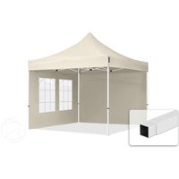 TOOLPORT 3x3m Stahl Faltpavillon, inkl. 2 Seitenteile, creme - (59035)