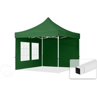 TOOLPORT 3x3m Stahl Faltpavillon, inkl. 2 Seitenteile, dunkelgrün - (59038)