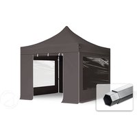 TOOLPORT 3x3m Aluminium Faltpavillon, inkl. 4 Seitenteile, dunkelgrau - (600150)