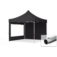 TOOLPORT 3x3m Aluminium Faltpavillon, inkl. 2 Seitenteile, schwarz - (600163)