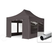 TOOLPORT 3x4,5m Aluminium Faltpavillon, inkl. 4 Seitenteile, dunkelgrau - (600204)