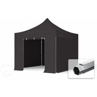 TOOLPORT 3x3m Aluminium Faltpavillon, inkl. 4 Seitenteile, schwarz - (600143)