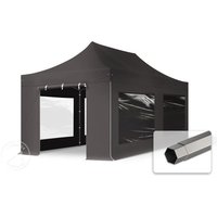 TOOLPORT 3x6m Stahl Faltpavillon, inkl. 4 Seitenteile, dunkelgrau - (600078)