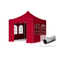 TOOLPORT 3x3m Aluminium Faltpavillon, inkl. 4 Seitenteile, rot - (600153)