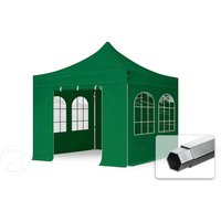 TOOLPORT 3x3m Aluminium Faltpavillon, inkl. 4 Seitenteile, dunkelgrün - (600138)