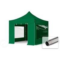 TOOLPORT 3x3m Stahl Faltpavillon, inkl. 4 Seitenteile, dunkelgrün - (600020)