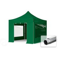 TOOLPORT 3x3m Aluminium Faltpavillon, inkl. 4 Seitenteile, dunkelgrün - (600145)