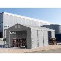 TOOLPORT 5x10 m Lagerzelt, PVC-Plane, grau, mit Bodenrahmen, mit Statik (Erduntergrund) - (93784)