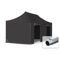 TOOLPORT 3x6m Aluminium Faltpavillon, inkl. 4 Seitenteile, schwarz - (600221)