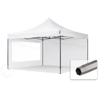 TOOLPORT 4x4m Stahl Faltpavillon, inkl. 2 Seitenteile, weiß - (600103)