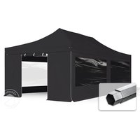 TOOLPORT 4x8m Aluminium Faltpavillon, inkl. 4 Seitenteile, schwarz - (581981)