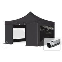 TOOLPORT 4x4m Aluminium Faltpavillon, inkl. 4 Seitenteile, schwarz - (600177)