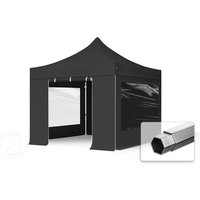 TOOLPORT 3x3m Aluminium Faltpavillon, inkl. 4 Seitenteile, schwarz - (59138)