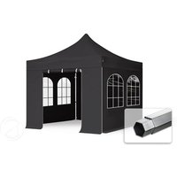 TOOLPORT 3x3m Aluminium Faltpavillon, inkl. 4 Seitenteile, schwarz - (59137)